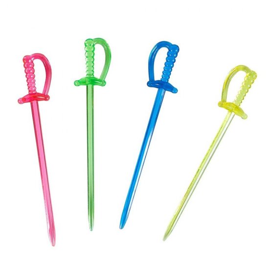 Scobitori Tip Sabiuta din Plastic, Lungime 85 mm, 35 Buc/Set, Diverse Culori, Scobitori pentru Petreceri, Scobitori pentru Aperitive, Scobitori Festive, Scobitori pentru Picnic