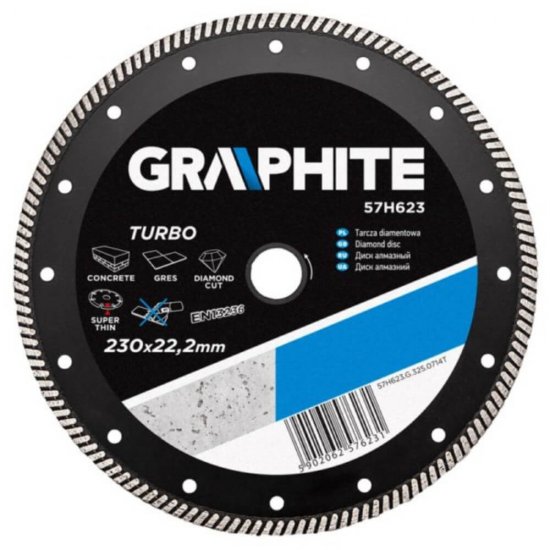 Disc Diamantat Graphite Turbo, 230x1.8x22.2 mm, Subtire, pentru Flex, Disc Diamantat Subtire, Disc Diamantat pentru Flex, Disc Flex pentru Beton Armat, Disc Flex pentru Piatra, Disc Flex pentru Zidarie, Disc Graphite Turbo, Disc Flex Graphite Turbo