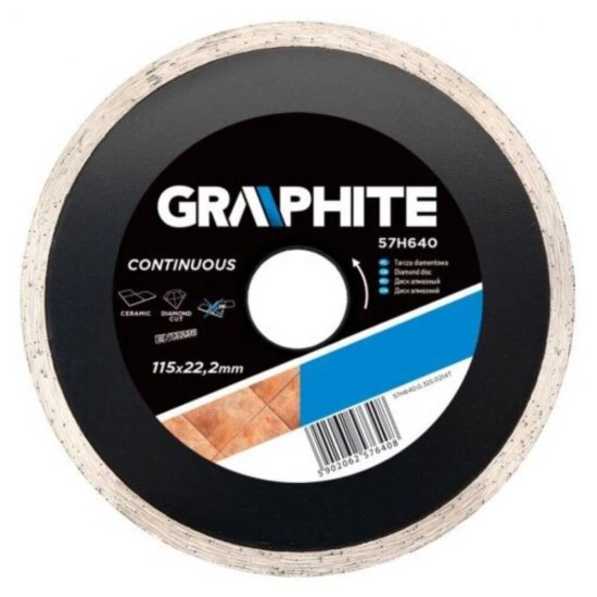 Disc Diamantat Graphite Turbo Continuous, 115x2.1x22.2 mm, pentru Flex, Disc Diamantat Continuu pentru Flex, Disc Diamantat pentru Ceramica, Disc Diamantat pentru Flex, Disc Flex pentru Ceramica, Disc Flex pentru Gresie, Disc Flex pentru Granit
