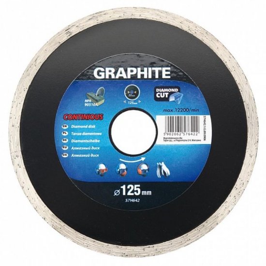 Disc Diamantat Graphite Turbo Continuous, 125x2.2x22.2 mm, pentru Flex, Disc Diamantat Continuu petnru Flex, Disc Diamantat pentru Ceramica, Disc Diamantat pentru Flex, Disc Flex pentru Ceramica, Disc Flex pentru Gresie, Disc Flex pentru Granit