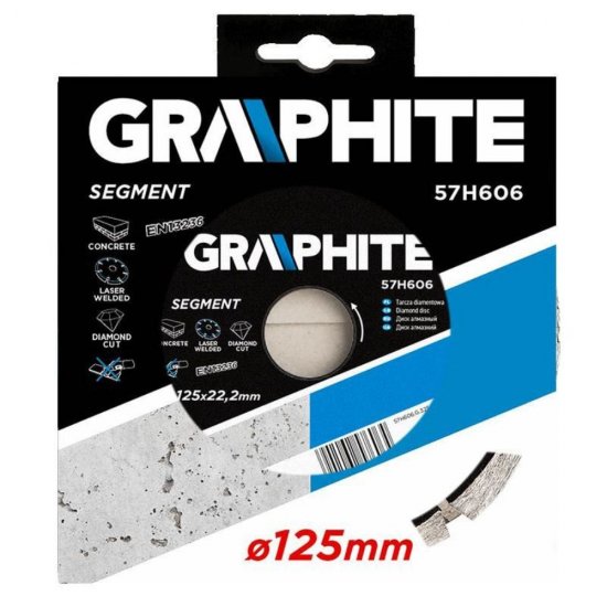 Disc Diamantat Segmentat pentru Flex, Graphite, 125x2.2 mm, Prindere 22.2 mm, Disc Diamantat Flex, Disc de Flex Pentru Beton, Disc de Flex pentru Granit, Disc Flex pentru Marmura, Disc Diamantat Graphite, Disc pentru Felx Diamantat