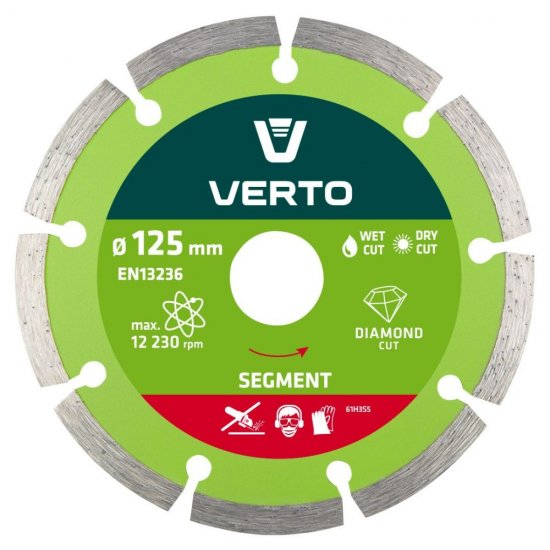Disc Diamantat Segmentat Verto, 125x2 mm, Prindere 22.2 mm, Disc pentru Flex, Discuri Diamantate Segmentate, Disc de Flex, Discuri Taiere Flex, Discuri Polizor Unghiular, Discuri Polizor Unghiular, Discuri Taiere Polizor Unghiular, Disc Taiere Beton