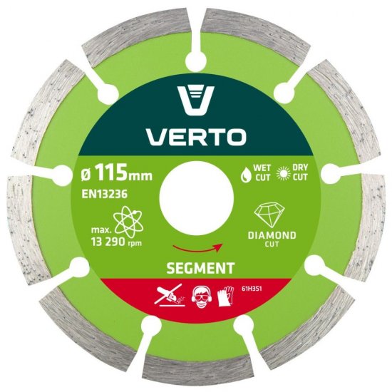 Disc Diamantat Segmentat Verto, 115x2 mm, Prindere 22.2 mm, Disc pentru Flex, Discuri Diamantate Segmentate, Disc de Flex, Discuri Taiere Flex, Discuri Polizor Unghiular, Discuri Polizor Unghiular, Discuri Taiere Polizor Unghiular, Disc Taiere Beton