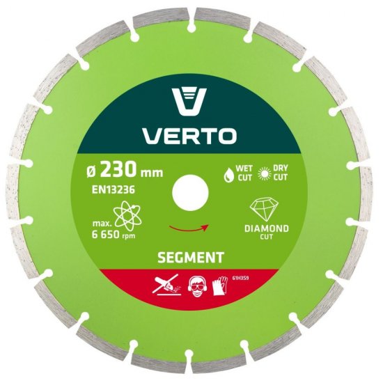 Disc Diamantat Segmentat Verto, 230x2 mm, Prindere 22.2 mm, Disc pentru Flex, Discuri Diamantate Segmentate, Disc de Flex, Discuri Taiere Flex, Discuri Polizor Unghiular, Discuri Polizor Unghiular, Discuri Taiere Polizor Unghiular, Disc Taiere Beton