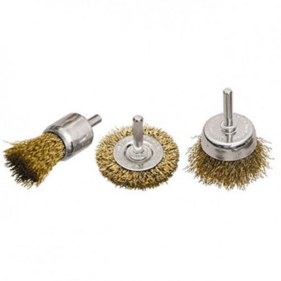 Set 3 Perii de Sarma Conice Verto, pentru Bormasina, pentru Lemn/Metal, 25/37/50 mm, Scule pentru Bormasina, Perii de Sarma Verto, Perii de Sarma Bormasina, Accesorii Polizare si Slefuire