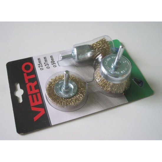 Set 3 Perii de Sarma Conice Verto, pentru Bormasina, pentru Lemn/Metal, 25/37/50 mm, Scule pentru Bormasina, Perii de Sarma Verto, Perii de Sarma Bormasina, Accesorii Polizare si Slefuire