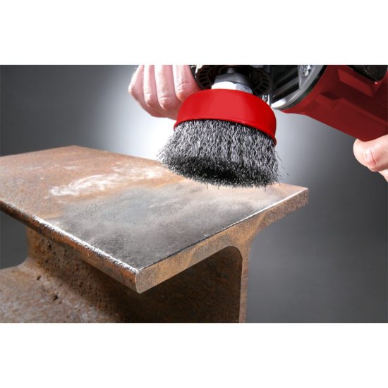 Perie Frontala de Sarma Tip Cupa Verto, 100 mm, Prindere M14, pentru Flex, Perie Sarma Flex, Perii Sarma Flex, Perii de Sarma pentru Flex, Perii Sarma Curatare, Perii Curatare Otel, Perii Curatare Metal, Perii de Curatare