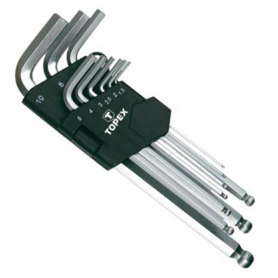 Set de 9 Chei Lungi Imbus Topex, Dimensiuni 1.5-10 mm, Chei Imbus, Chei Imbus Lungi, Set Chei Imbus, Chei Imbus Profesionale, Chei Imbus Mari, Cheie Imbus, Chei Hexagonale Imbus, Cheie Cap Inbus, Cheie Imbus Scurta