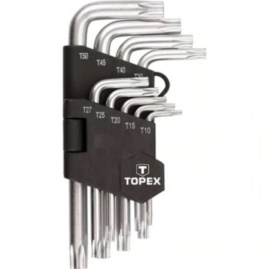 Set de 9 Chei Scurte Torx Topex, Dimensiuni T10- T50 mm, Chei Torx, Chei Torx  Scurte, Set Chei Torx, Chei Torx  Profesionale, Chei Torx Mari, Cheie Torx, Chei Hexagonale Torx, Cheie Cap Inbus, Cheie Torx  Scurta