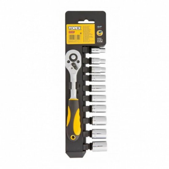 Set de 11 Chei Tubulare Topex, Dimensiune 4-13 mm, Chei, Chei Tubulare, Set de Chei, Set de Chei Tubulare, Chei Tubulare Topex, Chei Tubulare Lungi, Chei Tubulare de Impact, Chei Tubulare Articulate, Chei Tubulare Bune