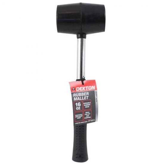 Ciocan din Cauciuc Dekton, 450 g, Negru, Ciocane din Cauciuc, Ciocan cu Maner Antiderapant, Ciocan Cauciuc pentru Fixarea Placilor de Gresie, Ciocan Cauciuc pentru Parchet, Scule de Mana, Ciocan Cauciuc Camping