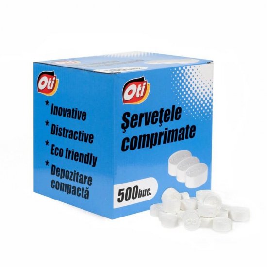 Servetele Comprimate OTI, 500 Servetele/Cutie, 1 Strat, Servetele Comprimate Igienice, Servetele Comprimate Biodegradabile, Servetele Comprimate Ecologice, Servetele Compacte, Servetele Ecologice, Servetele Bio