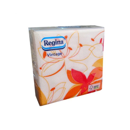 Pachet 45 Servetele de Masa Regina Vintage, 33x33 cm, 1 Strat, Alb/Portocaliu, Servetele de Masa, Servetele Unica Folosinta, Pachet Servetele Masa, Servetele pentru Masa, Servetele de Bucatarie, Servetele 1 Strat, Servetele la Pachet, Servetele Patrate