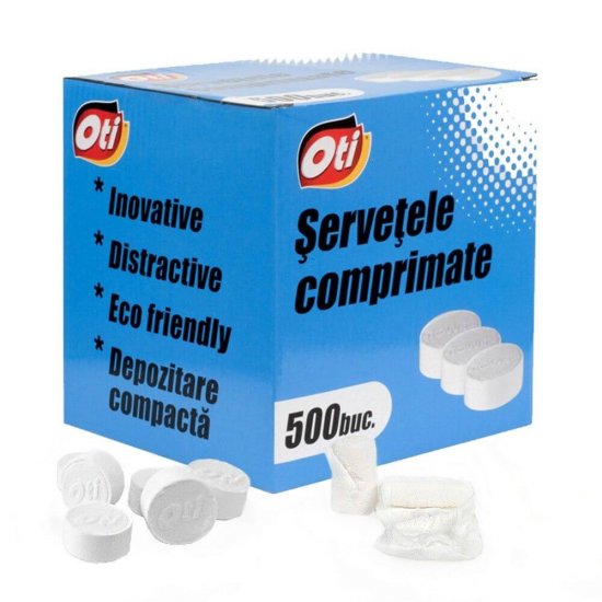 Servetele Comprimate OTI, 500 Servetele/Cutie, 1 Strat, Servetele Comprimate Igienice, Servetele Comprimate Biodegradabile, Servetele Comprimate Ecologice, Servetele Compacte, Servetele Ecologice, Servetele Bio