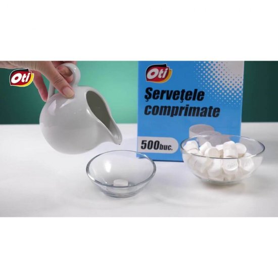 Servetele Comprimate OTI, 500 Servetele/Cutie, 1 Strat, Servetele Comprimate Igienice, Servetele Comprimate Biodegradabile, Servetele Comprimate Ecologice, Servetele Compacte, Servetele Ecologice, Servetele Bio