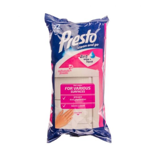 Servetele Umede Universale PRESTO, 72 Buc/Set, Servetele Umede, Servetele Umede pentru Curatare, Servetele Umede Casa, Servetele Umede Diverse Suprafete, Servetele Umede Curatare Obiecte