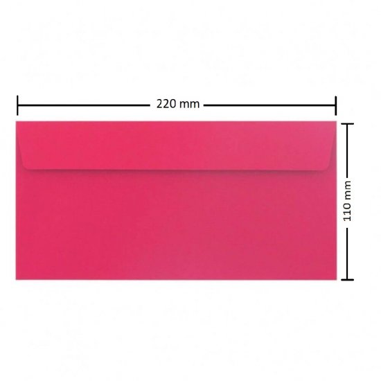 Plicuri Fucsia DL DACO, 25 Buc/Set, 110x220 mm, 120 g/m², cu Clapeta Siliconica, Plic Fucsia, Plic Colorat, Plicuri cu Clapeta Siliconica, Plicuri DL cu Lipire Siliconica, Plicuri Colorate, Plicuri DL Colorate