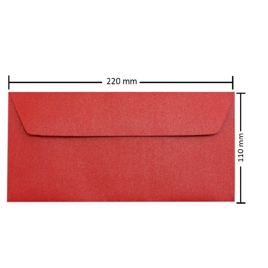 Plicuri Rosii DL DACO, 25 Buc/Set, 110x220 mm, 120 g/m², cu Clapeta Siliconica, Plic Rosu Sidefat, Plic Colorat, Plicuri cu Clapeta Siliconica, Plicuri DL cu Lipire Siliconica, Plicuri Colorate, Plicuri DL Colorate