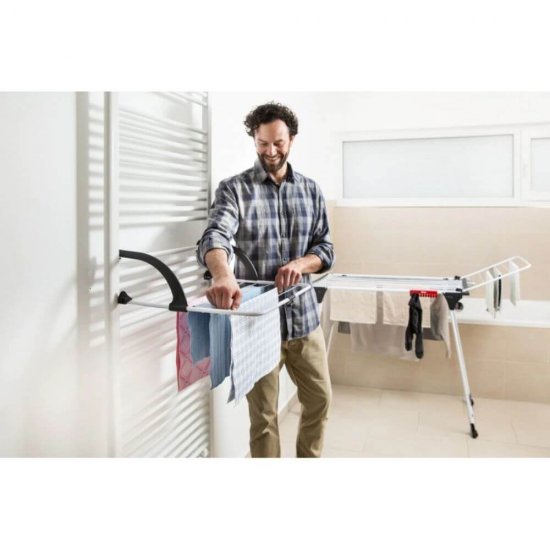Uscator de Rufe Vileda Premium 2 in 1, 18 m, Otel, Alb si Negru, Uscator Haine, Uscatoare Metal pentru Rufe, Uscator de Intins Rufe, Uscatoare Rufe Vileda, Vileda Uscatoare Haine, Suport pentru Rufe