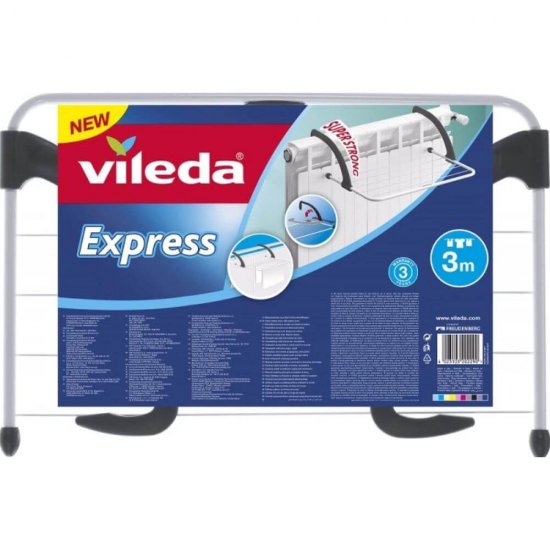 Uscator de Rufe Vileda Express, 3 m, Otel, Alb si Negru, Uscator Haine, Uscatoare Metal pentru Rufe, Uscator de Intins Rufe, Uscatoare Rufe Vileda, Vileda Uscatoare Haine Express, Suport pentru Rufe