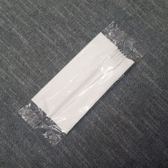 Set Tacamuri Plastic Unica Folosinta OTI, 100 Buc/Set, Furculita, Cutit si Servetel, Culoare Alba, Tacamuri Fast Food, Seturi Unica Folosinta Catering, Tacamuri de Unica Folosinta, Tacamuri de Plastic
