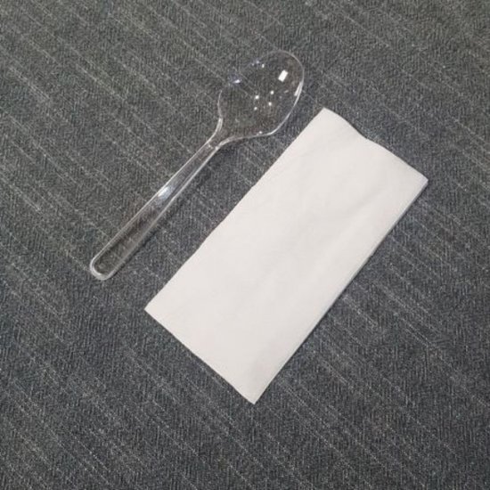 Set Tacamuri Plastic Unica Folosinta OTI, 100 Buc/Set, Furculita, Lingura, Cutit si Servetel, Transparent, Tacamuri Fast Food, Set Plastic pentru Catering, Seturi Unica Folosinta, Tacamuri de Unica Folosinta, Tacamuri de Plastic