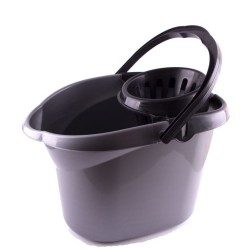 Galeata Ovala cu Storcator, Capacitate 13L, Polipropilena, Culoare Gri, Galeata pentru Curatenie  Zorex Clasic, Galeata pentru Mop, Galeti cu Storcator, Galeata pentru Uz Casnic