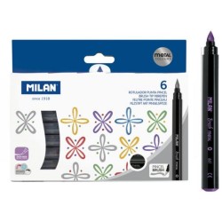 Set 6 Carioci Milan, Metalizate Tip Pensula Set 6 Carioci Milan, Metalizate Tip Pensula