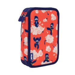 Penar Echipat Milan cu 2 Fermoare, Model Ancora, Dimensiuni 19.5x13x5 cm, Material Bumbac/Poliester, Culoare Gri/Portocaliu