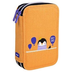 Penar Echipat Milan cu 2 Fermoare, Model Party Time, Dimensiuni 19.5x13x5 cm, Material Bumbac/Poliester, Culoare Portocaliu