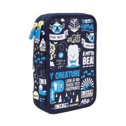 Penar Echipat Milan cu 2 Fermoare, Model Yeti, Dimensiuni 19.5x13x5 cm, Material Poliester, Culoare Albastru Marin