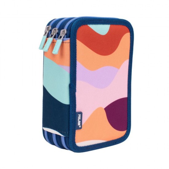 Penar Echipat Milan cu 3 Fermoare, Model The Fun, Dimensiuni 19.5x13x7.5 cm, Material Poliester, Culoare Multicolor