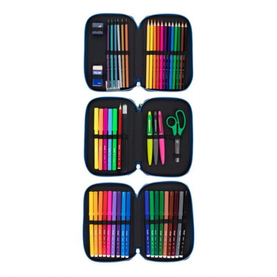 Penar Echipat Milan cu 3 Fermoare, Model The Fun, Dimensiuni 19.5x13x7.5 cm, Material Poliester, Culoare Multicolor