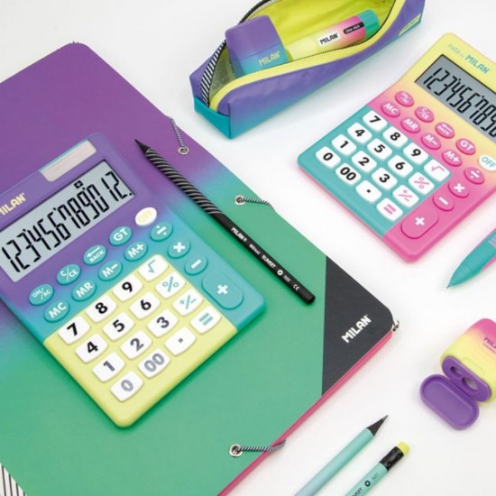 Calculator de Birou Milan, 12 Digits, Corp Plastic, Culoare Mov/Verde