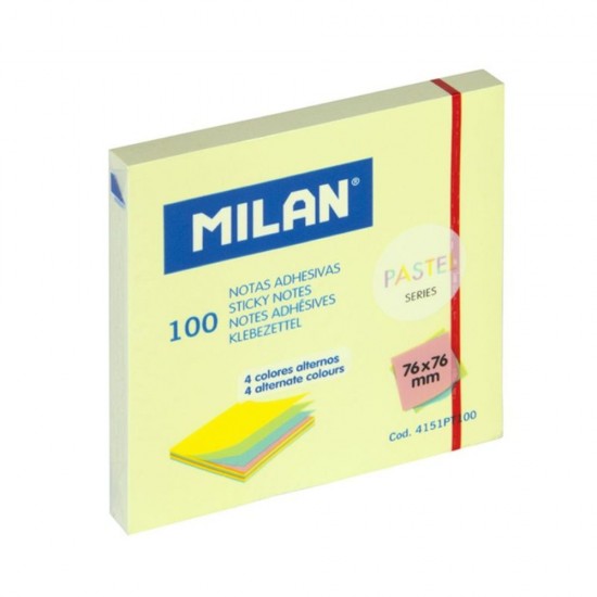 Notite Adezive Milan, 100 Buc/Set, 4 Culori Seria Pastel, Dimensiune 76x76 mm