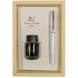 Set Stilou si Calimara de Cerneala Picasso, Culoare Alb, Model 656W Set Stilou si Calimara de Cerneala Picasso, Culoare Alb, Model 656W