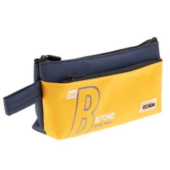 Penar Tip Borseta Ecada, 2 Fermoar, Model 78638G, Dimensiune 215x95x65 mm, Culoare Galben