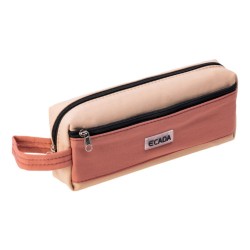 Penar Tip Borseta Ecada cu 2 Fermoare, Dimensiuni 21x4.5x7.5 cm, Material Poliester, Culoare Crem/Roz