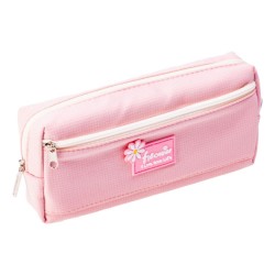 Penar Tip Borseta Ecada cu 2 Fermoare, Model Floare, Dimensiuni 20.5x4.5x8.5 cm, Material Poliester, Culoare Roz