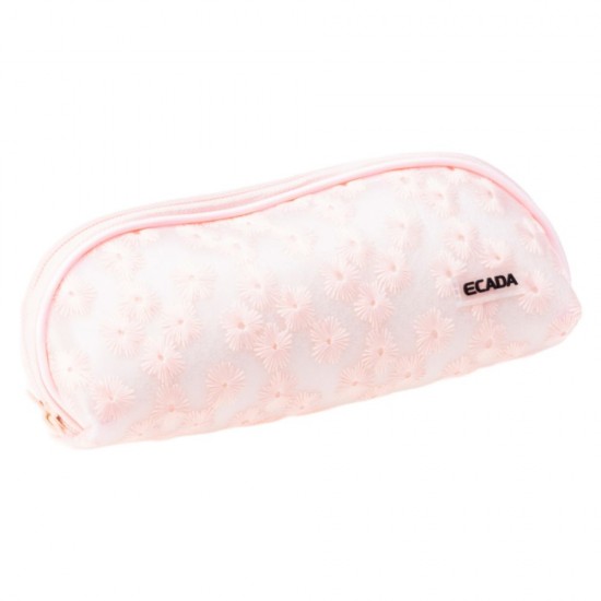 Penar Tip Borseta Ecada cu Fermoar, Dimensiuni 21x6x6 cm, Material Piele Sintetica, Culoare Roz Pastel