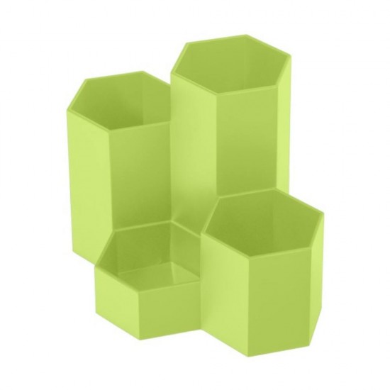 Suport Birou Ecada, 4 Compartimente de Plastic, Culoare Verde