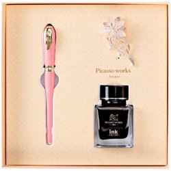 Set Stilou si Calimara de Cerneala Picasso si Brosa, Culoare Roz, Model 986RZ Set Stilou si Calimara de Cerneala Picasso si Brosa, Culoare Roz, Model 986RZ