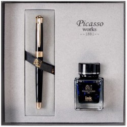 Set Stilou si Calimara de Cerneala Picasso, Culoare Negru, Model 9903N Set Stilou si Calimara de Cerneala Picasso, Culoare Negru, Model 9903N