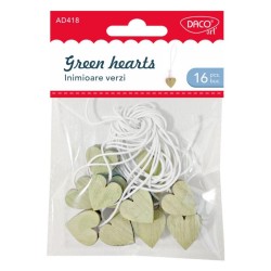 Inimioare Verzi Daco din Lemn, 16 Buc/Set