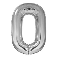 Balon Folie Cifra 0 Argintiu Daco, 100 cm Balon Folie Cifra 0 Argintiu Daco, 100 cm