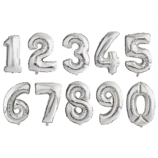 Balon Folie Cifra 0 Argintiu Daco, 100 cm