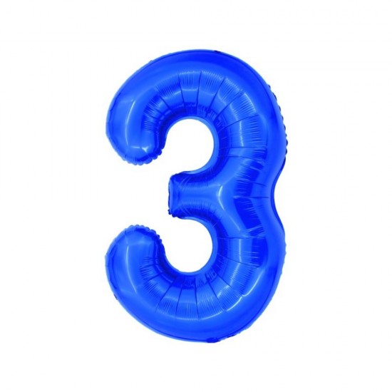 Balon Folie Cifra 3 Albastru Daco, 100 cm