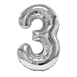 Balon Folie Cifra 3 Argintiu Daco, 100 cm Balon Folie Cifra 3 Argintiu Daco, 100 cm