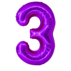 Balon Folie Cifra 3 Roz Daco, 100 cm