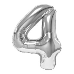 Balon Folie Cifra 4 Argintiu Daco, 100 cm